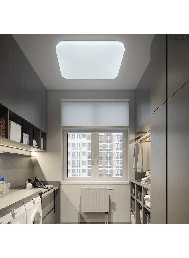 3-Color Square LED Ceiling Light Fixture Modern Simple Full White Flush Mount Ceiling Lamp for Bedroom,Living Room,Dining Room,Kitchen Island
