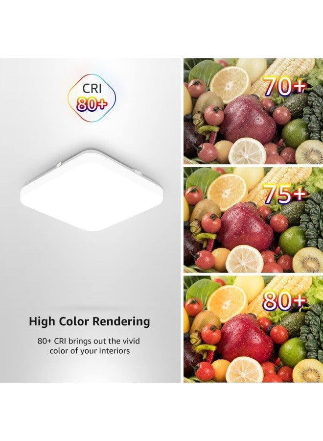 3-Color Square LED Ceiling Light Fixture Modern Simple Full White Flush Mount Ceiling Lamp for Bedroom,Living Room,Dining Room,Kitchen Island