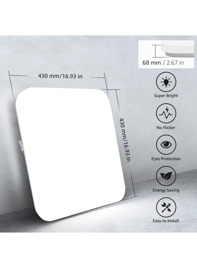 3-Color Square LED Ceiling Light Fixture Modern Simple Full White Flush Mount Ceiling Lamp for Bedroom,Living Room,Dining Room,Kitchen Island