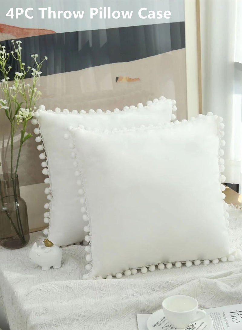 4-Piece Throw Pillow Case Cushion Cover White Terylene 45 x 45 Centimeter