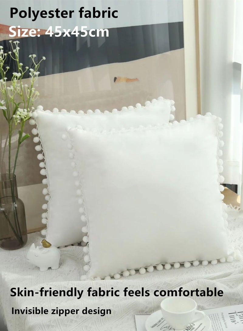 4-Piece Throw Pillow Case Cushion Cover White Terylene 45 x 45 Centimeter