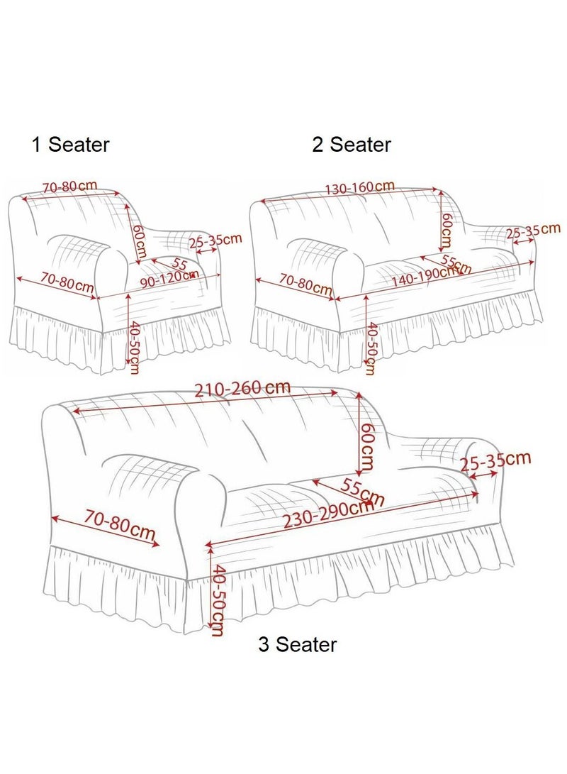 4-Piece Stretchable Sofa Cover Set Woven Jacquard Seven Seater Couch Cover Set 3211 Combination Maroon