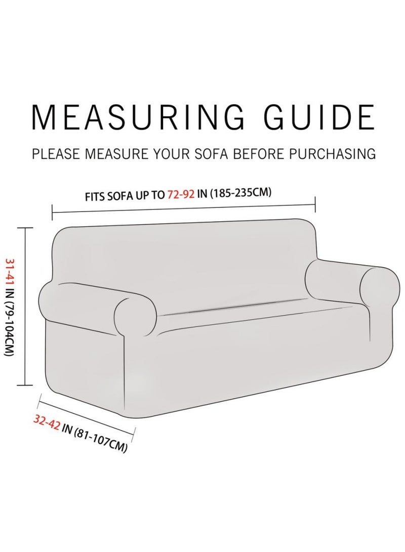 High Stretch 3-Seater Sofa Cover Soft Brushed Fabric Couch Cover Exquisitely Full Coverage Furniture Protector Slipcover Three Seater Fits on Standard and Recliner Sofa 185-235cm Size Burgundy