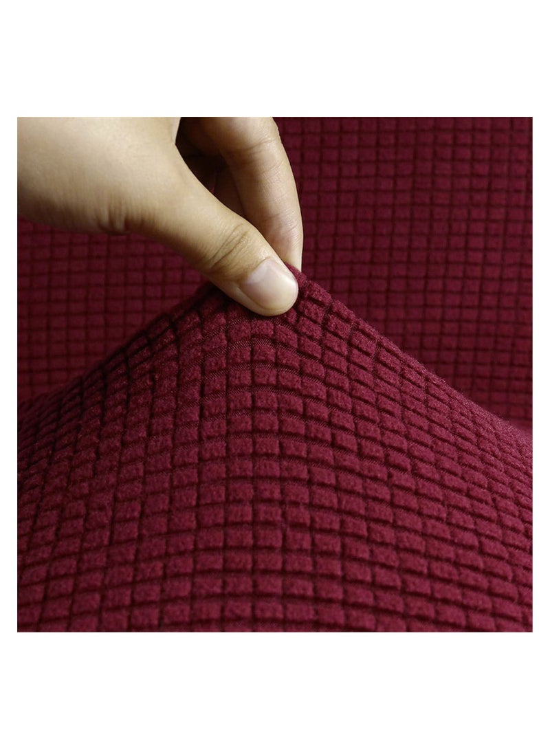 High Stretch 3-Seater Sofa Cover Soft Brushed Fabric Couch Cover Exquisitely Full Coverage Furniture Protector Slipcover Three Seater Fits on Standard and Recliner Sofa 185-235cm Size Burgundy