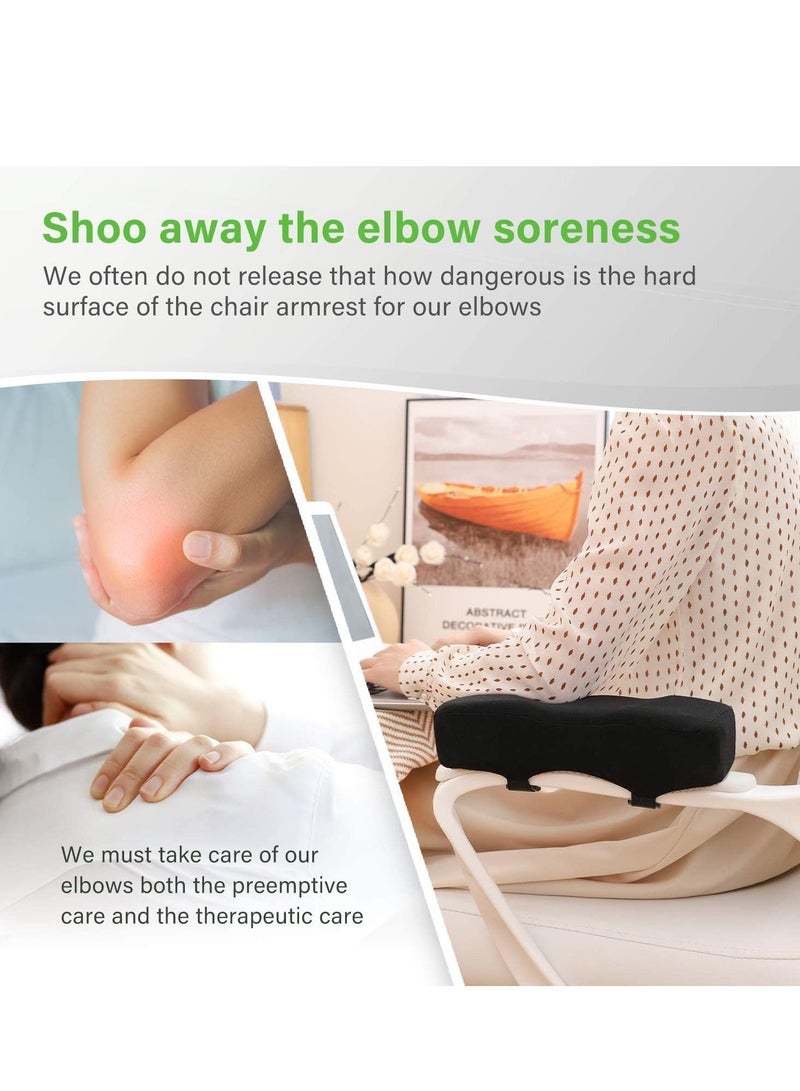 Chair Armrest Cushion, 2 Pcs Armrest Pads Extra Thick Ergonomic Elbow Pillow Support Cushion Pressure Relief Memory Foam With Velcro Straps for Office Chair Gaming Chair Armrest(Black)