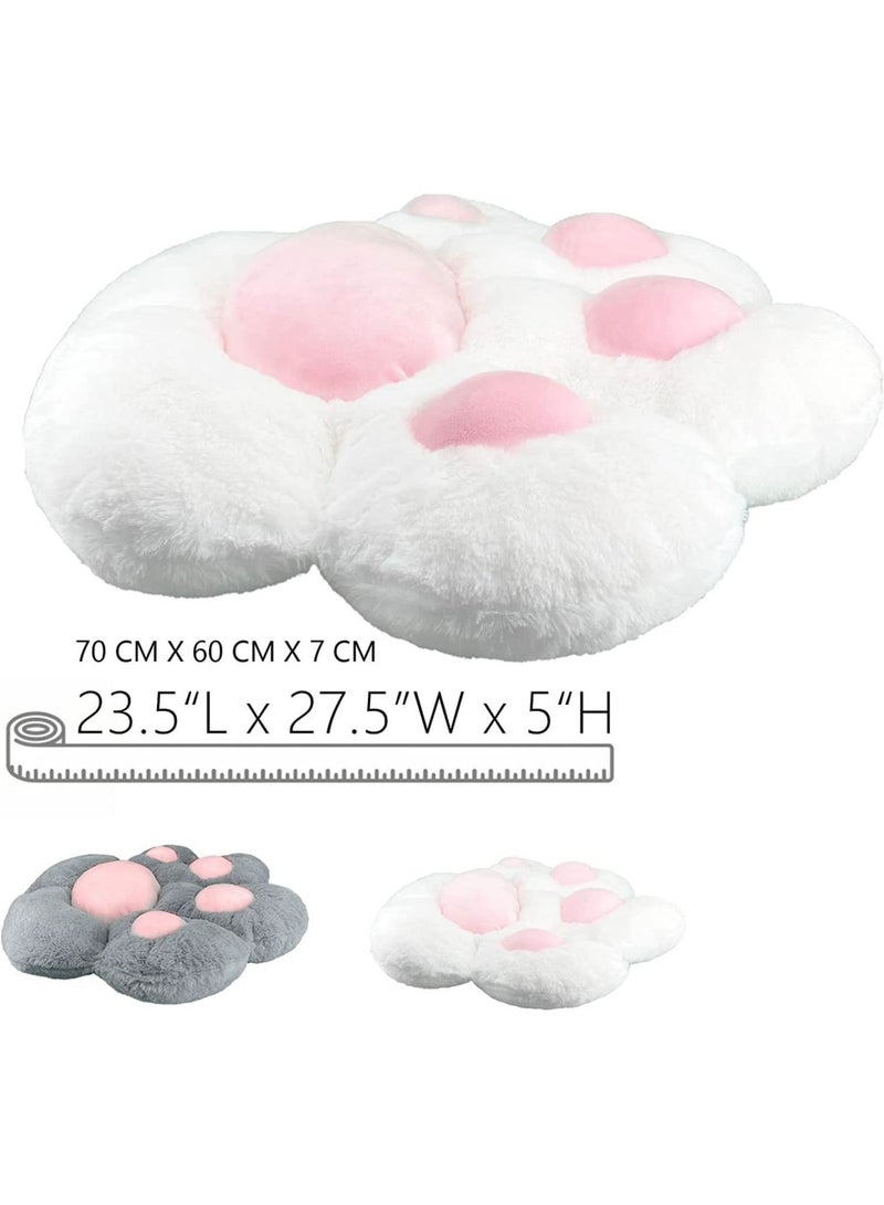 Cat Paw Cushion, Lazy Sofa Seat Cushion Plush Sofa Cushion, Floor Mat Office Chair Cushion Bear Claw Shape Comfortable and Cute Seat Cushion For Restaurant Bedroom, 70x60cm (White)