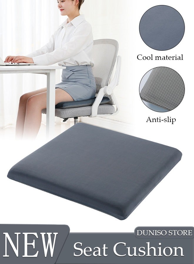 Cooling Seat Cushion Memory Foam Non Slip Ice Silk Cushion Breathable Chair Cushion High Resiliency Seat Cushion for Sciatica and Lower Back Pain Relief, Comfortable Coccyx Cushion for Home Office