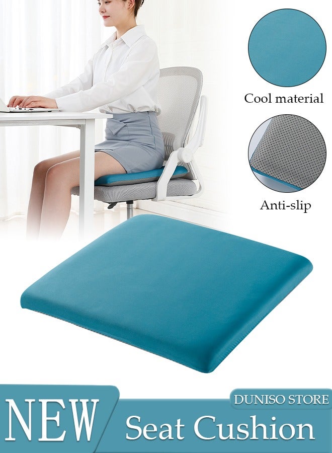 Cooling Seat Cushion Memory Foam Non Slip Ice Silk Cushion Breathable Chair Cushion High Resiliency Seat Cushion for Sciatica and Lower Back Pain Relief, Comfortable Coccyx Cushion for Home Office