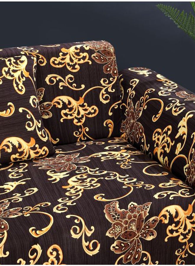 Floral Print Sofa Slipcover With Pillowcase Coffee/Yellow