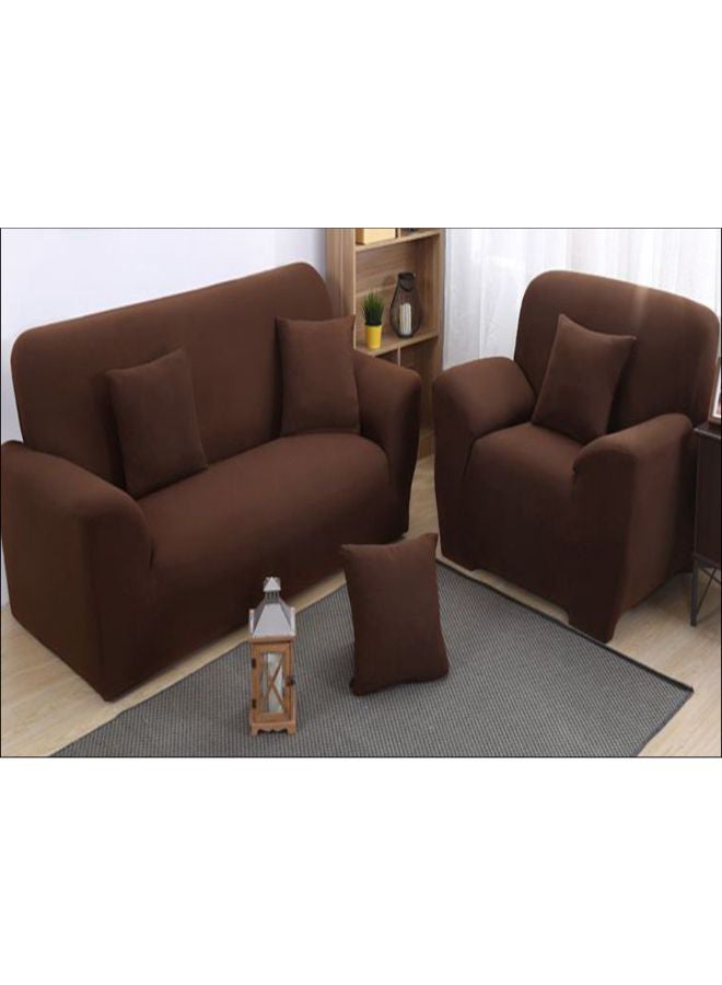 3-Piece Solid Pattern Elasticity Dust-Proof Slipcover Sets Coffee 190-230cm