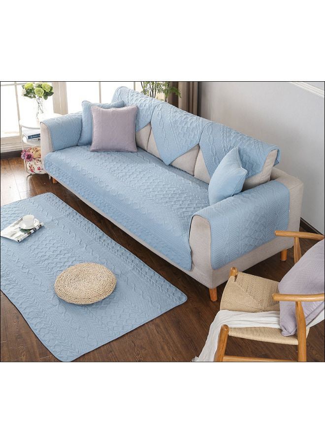 Embroidered Pattern Washable Sofa Slipcover With Cushion Cover Blue/Grey