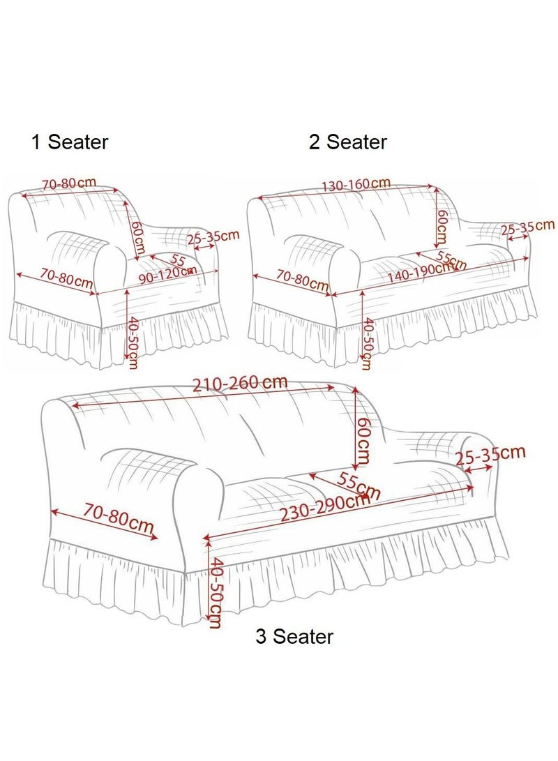 4-Piece Stretchable Sofa Cover Set Jacquard Fabric Seven Seater Couch Cover Set 3211 Combination Chocolate Brown