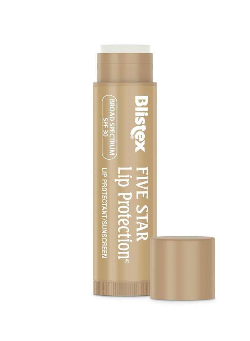 Blistex Five Star Lip Protection Balm, 0.15 Ounce – Wind & Water-Resistant Lip Care, Broad Spectrum SPF 30 Sun Protection, Soothes Cold Chapped Lips, Hydrating Lip Treatment, Holds in Moisture