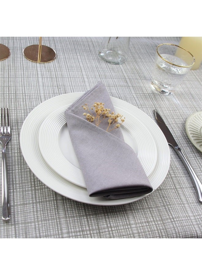Solid Color Cotton Linen Blended Thin Dinner Cloth Napkins - Set of 12 (40 x 40 cm) - for Events & Home Use (Light Grey)
