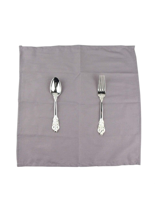 Solid Color Cotton Linen Blended Thin Dinner Cloth Napkins - Set of 12 (40 x 40 cm) - for Events & Home Use (Light Grey)