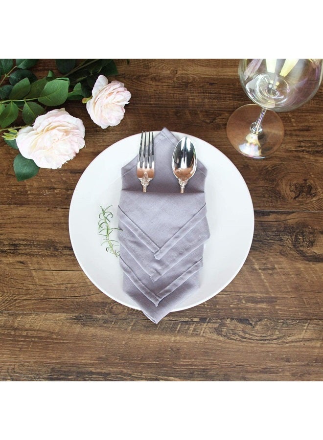 Solid Color Cotton Linen Blended Thin Dinner Cloth Napkins - Set of 12 (40 x 40 cm) - for Events & Home Use (Light Grey)