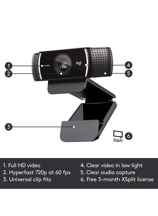 C922 1080P Pro Stream Webcam Black