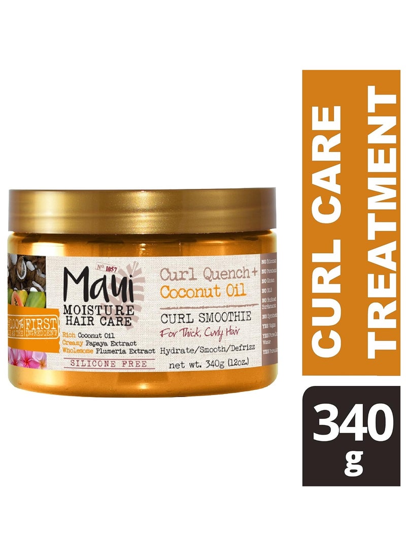 Maui Moisture Curl Quench + Coconut Oil Hydrating Curl Smoothie, Creamy Silicone-Free Styling Cream for Tight Curls, Braids, Twist-Outs & Wash & Go Styles, Vegan & Paraben-Free, 12 Ounce