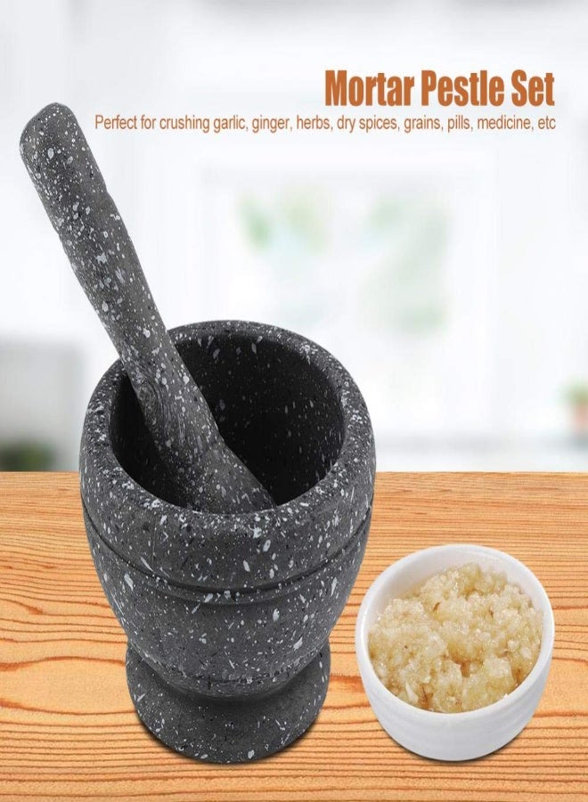 Mortar Pestle Set -Mortar Pestle Manual Plastic Garlic Grinder Spices Herbs Mortar Pestle Set Grinding Bowl Kitchen Tool(Schwarz) (Color : Schwarz)