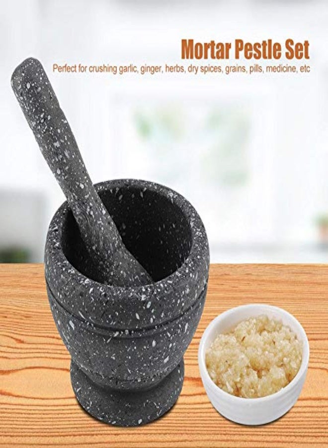 Mortar Pestle Set -Mortar Pestle Manual Plastic Garlic Grinder Spices Herbs Mortar Pestle Set Grinding Bowl Kitchen Tool(Schwarz) (Color : Schwarz)