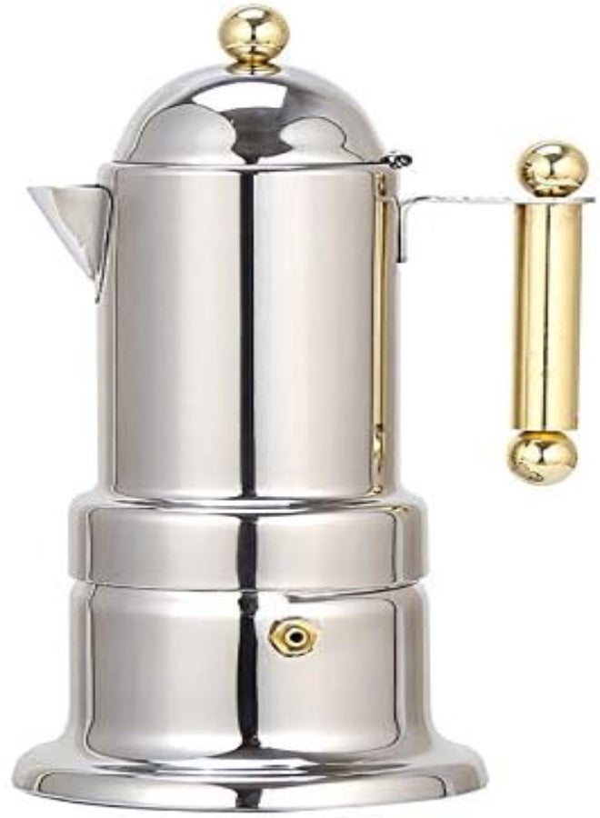 Stovetop Espresso Maker Stainless Steel Italian Coffee Machine Maker Moka Pot For 4Cups 200Ml Moca Pot For Induction Gas And All Stoves