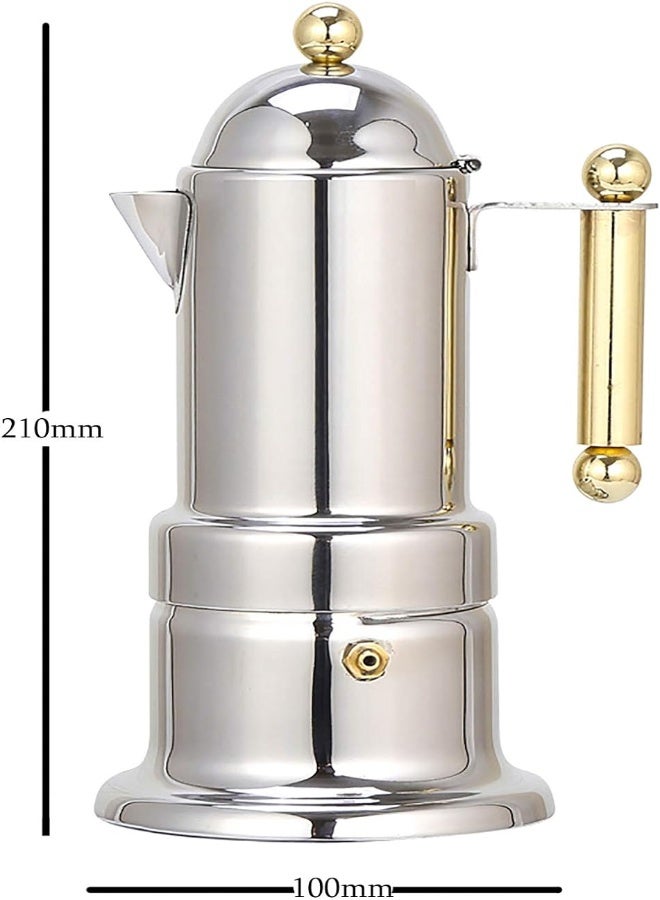 Stovetop Espresso Maker Stainless Steel Italian Coffee Machine Maker Moka Pot For 4Cups 200Ml Moca Pot For Induction Gas And All Stoves