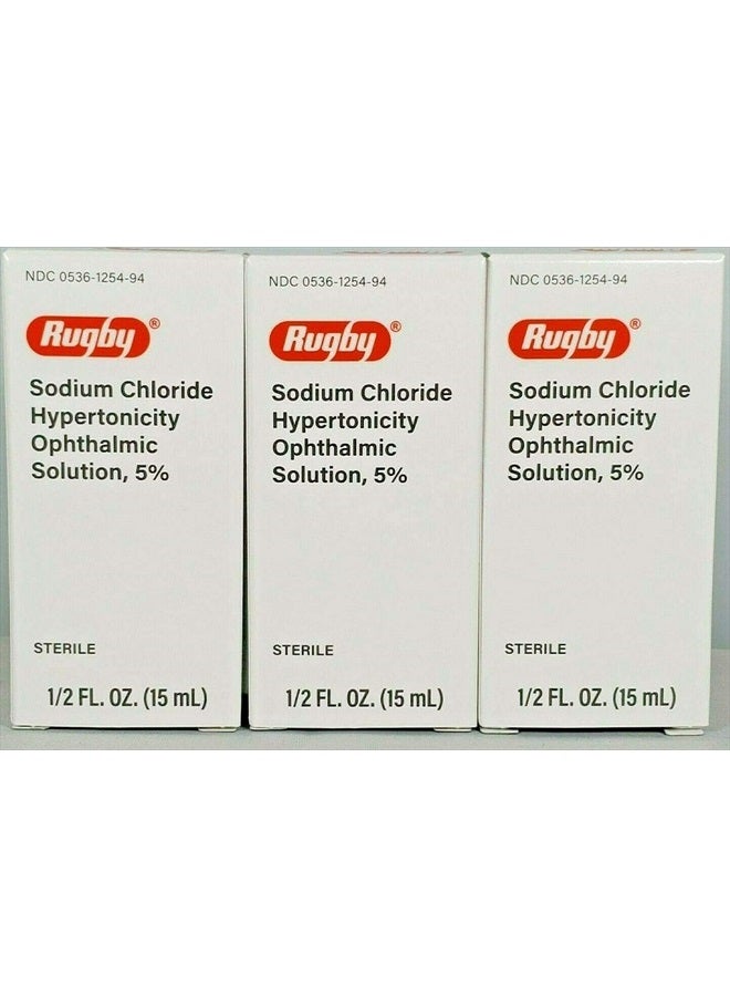 Rugby Sodium Chloride Ophthalmic Solution Eye Drops 5% 15mL - Pack of 3