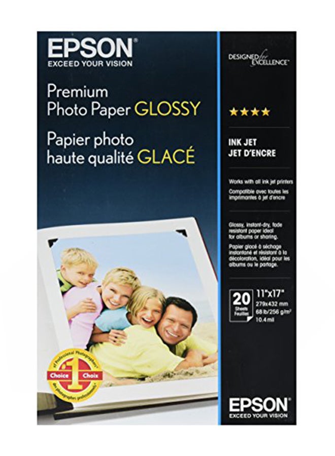 20-Sheet High Gloss Premium Photo Paper