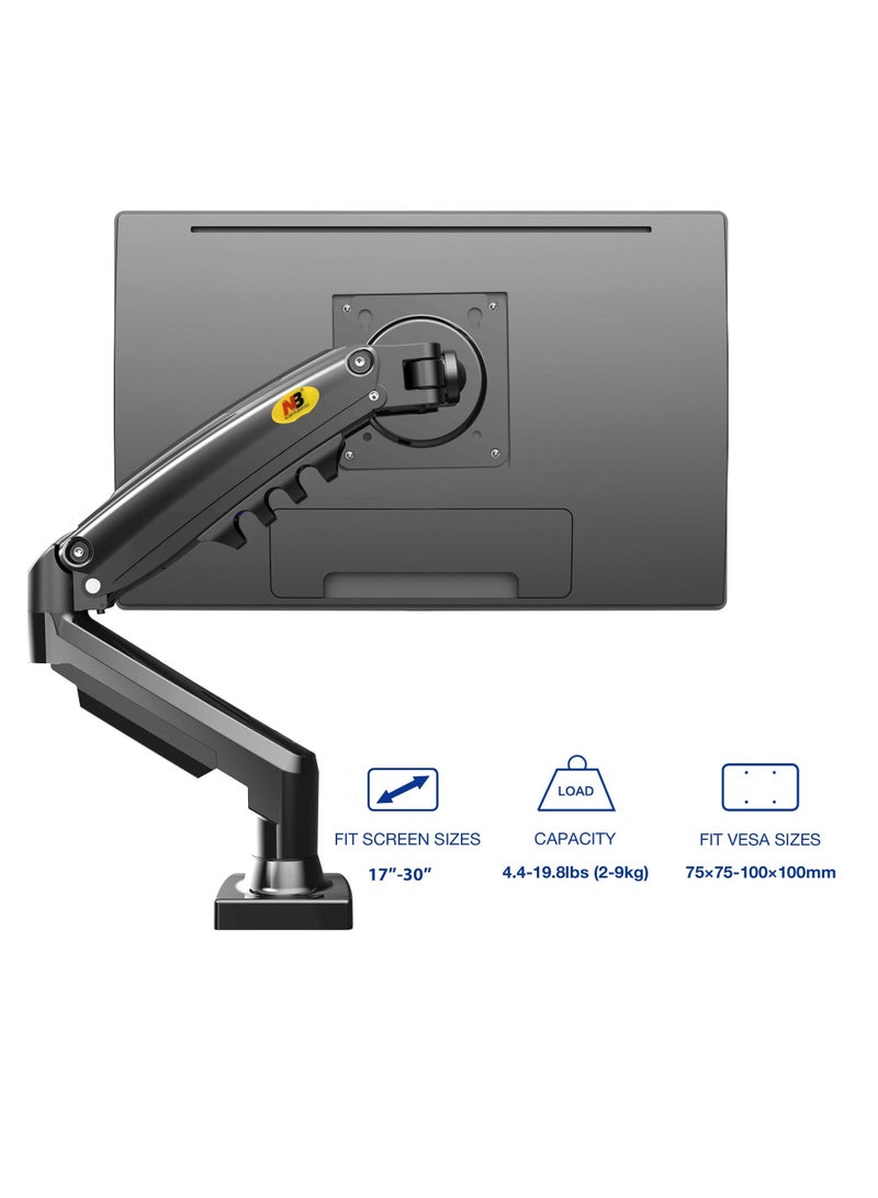 Full Motion Swivel Monitor Arm with Gas Spring for 17-30''Monitors(Within 4.4lbs to 19.8lbs),Monitor Desk Mount Computer Monitor Stand F80