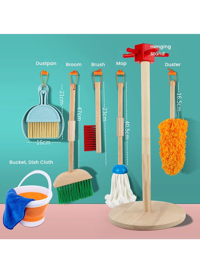 Wooden Detachable Kids Children Cleaning Toy Set Housekeeping Kit