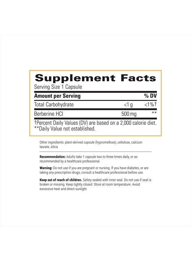 Berberine - 1000–1500 mg Daily - Berberine HCL Supplement for Metabolic Support* - Gluten-Free & Vegan Supplements for Men & Women - 60 Capsules