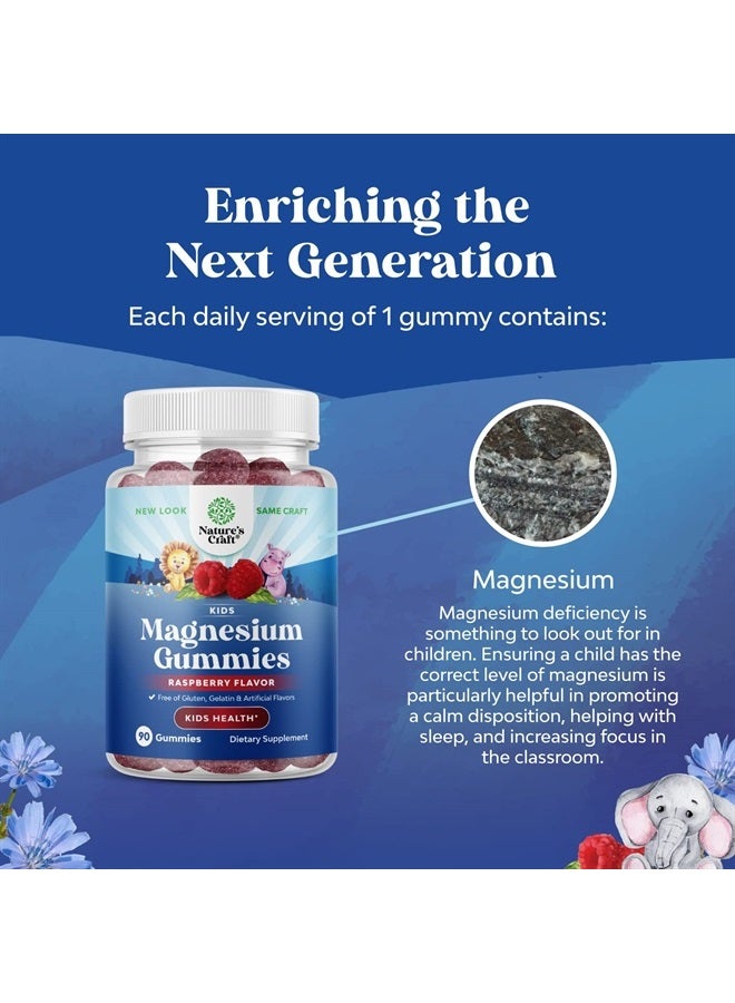 Relaxing Calm Magnesium Gummies for Kids - Great Tasting Kids Magnesium Gummies for Nerve Bone and Muscle Health Calm Gummies for Kids Wellness with 85mg per Serving Elemental Magnesium