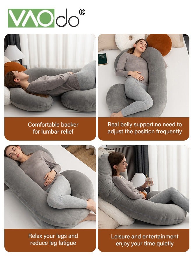 Pregnancy Pillows C-Shape Full Body Pillow Jersey Cover Pregnancy Pillows for Sleeping with Removable Cover Body Pillows for Adults Maternity Pillow and Pregnancy Must Haves 145CM