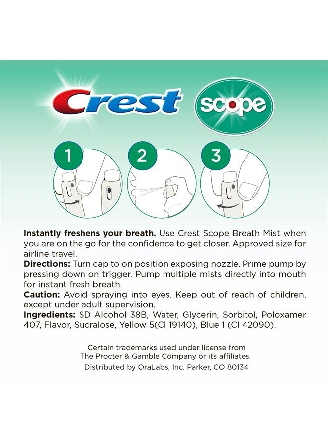 Scope | One 4-Pack of Mint Breath Mist Sprays (4 Total Sprays) - 0.24 Ounce (7mL) - Made in an FDA Audited USA Facility