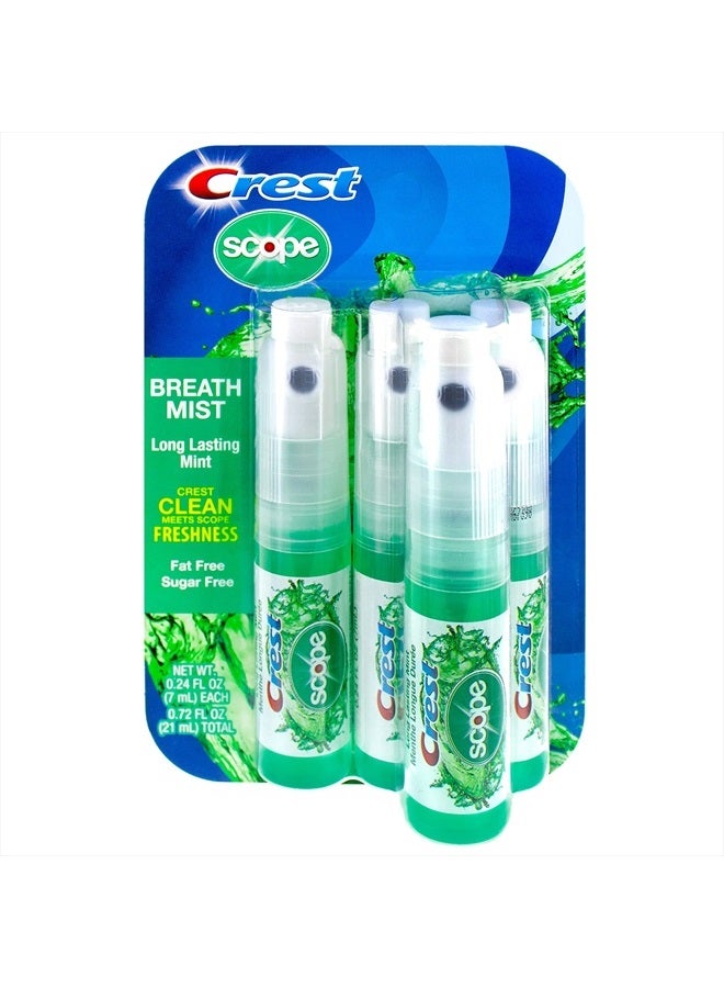 Scope | One 4-Pack of Mint Breath Mist Sprays (4 Total Sprays) - 0.24 Ounce (7mL) - Made in an FDA Audited USA Facility