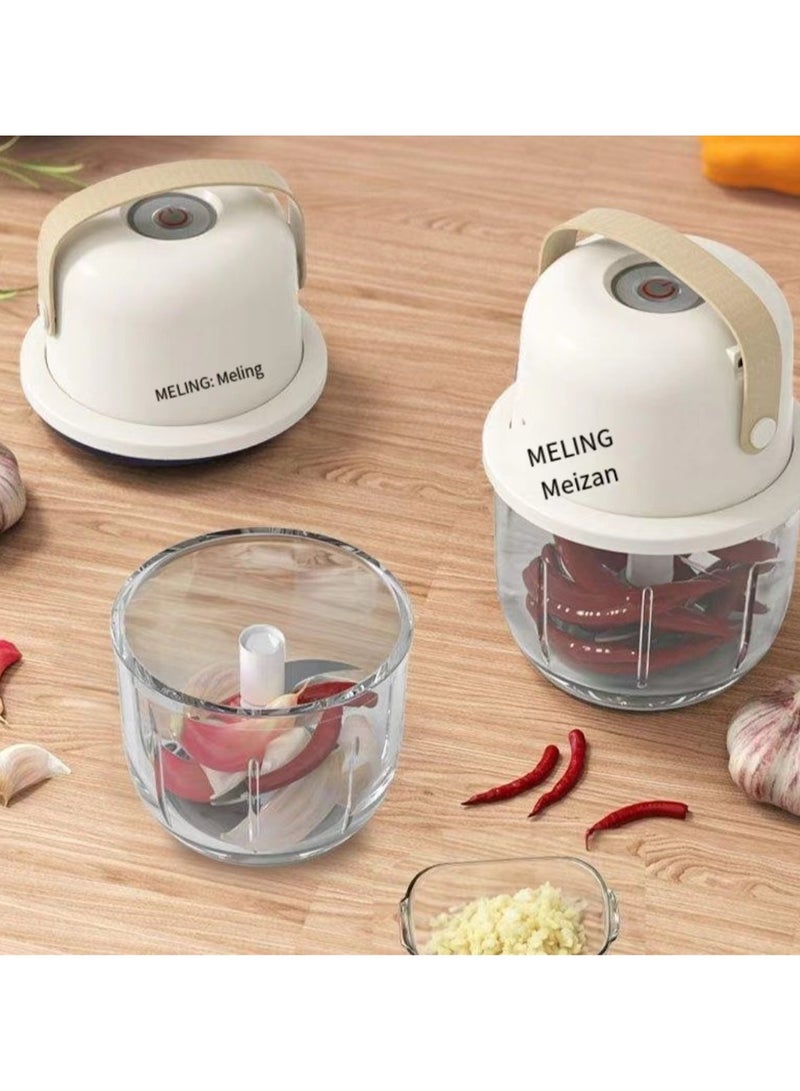 Electric garlic chopper, mini portable vegetable chopper, 200ml garlic grinder onion chopper, vegetable mixer, wireless food processing machine suitable for ginger, chili, fruits, meat, etc