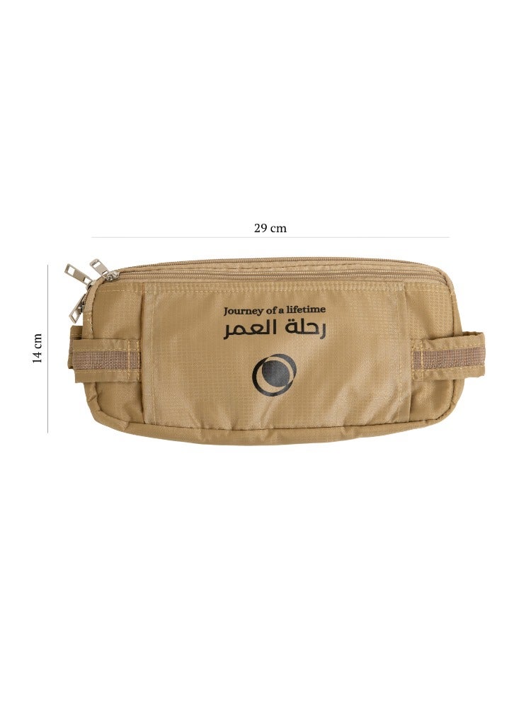 HilalFul Hajj & Umrah Waist Bag | Crossbody Belt | For Men, Women, Unisex | For Comfort Travel | Adjustable Polyester Strap | Nylon Bag | Breathable Mesh | Water Resistant