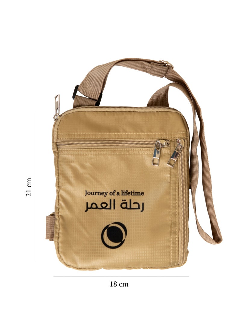 HilalFul Hajj & Umrah Chest Bag | Crossbody Belt | For Men, Women, Unisex | For Comfort Travel | Adjustable Polyester Strap | Nylon Bag | Breathable Mesh | Water Resistant