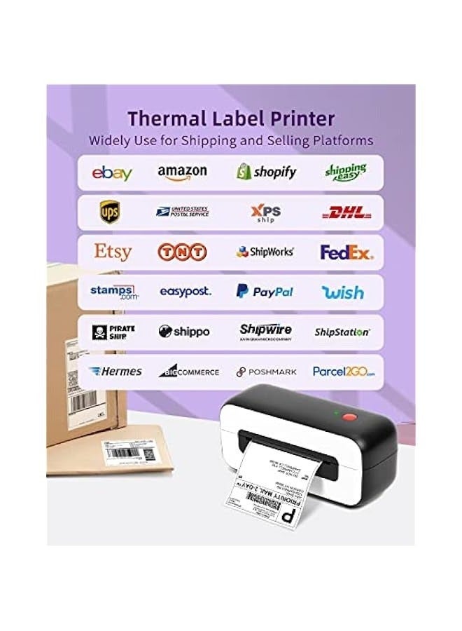 USB Thermal Label Printer for Shipping Packages - Desktop Label Printers for Small Business - Compatible with USPS, Etsy - Supports Multiple Systems - Black