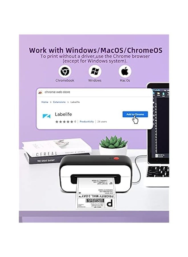 USB Thermal Label Printer for Shipping Packages - Desktop Label Printers for Small Business - Compatible with USPS, Etsy - Supports Multiple Systems - Black
