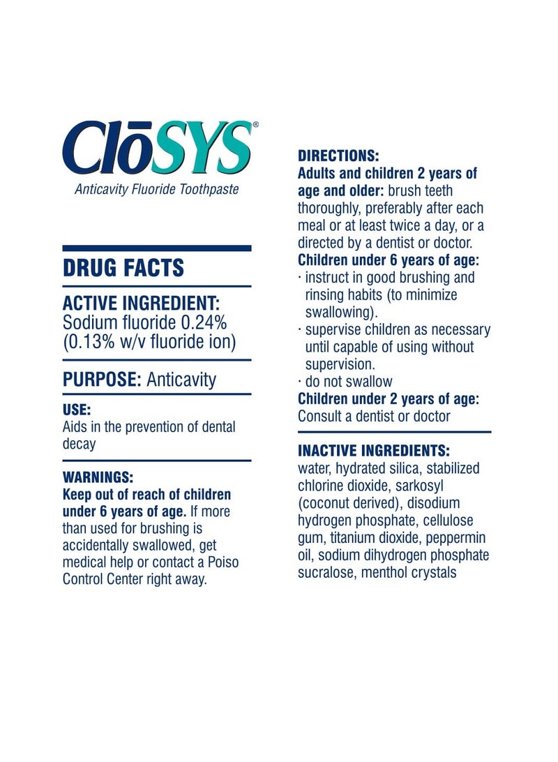 CloSYS Fluoride Toothpaste, 7 Ounce, Gentle Mint, Whitening, Enamel Protection, Sulfate Free