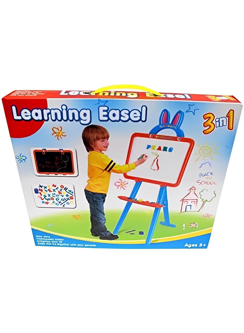 Kids 3 in 1 Easel Whiteboard and Magnetic Chalkboard with Learning Accessories