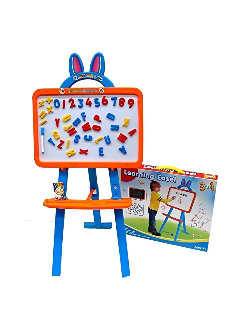 Kids 3 in 1 Easel Whiteboard and Magnetic Chalkboard with Learning Accessories