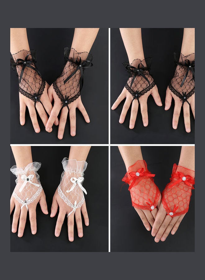 Fingerless Bridal Short Gloves Black