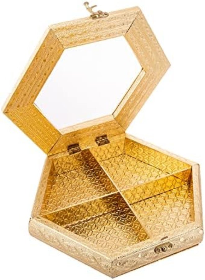 Akdc Wooden Candy Box W/Lid 26Cm X 30Cm X 6Cm Golden