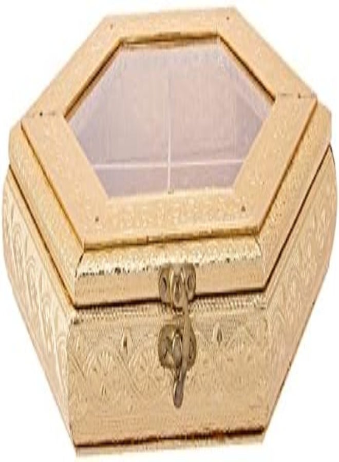 Akdc Wooden Candy Box W/Lid 26Cm X 30Cm X 6Cm Golden