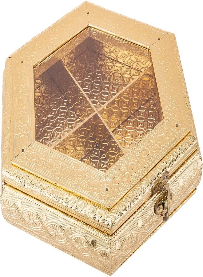 Akdc Wooden Candy Box W/Lid 26Cm X 30Cm X 6Cm Golden