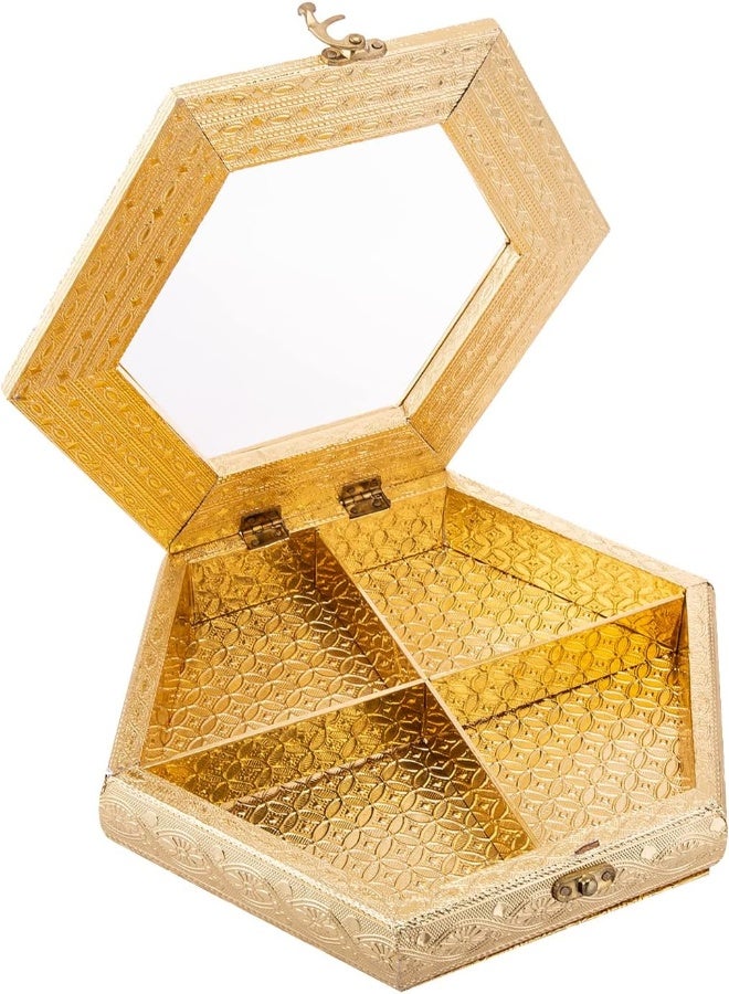 Akdc Wooden Candy Box W/Lid 26Cm X 30Cm X 6Cm Golden
