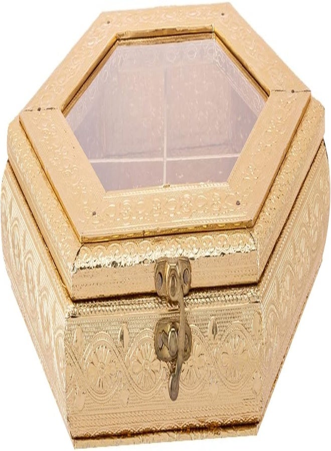 Akdc Wooden Candy Box W/Lid 26Cm X 30Cm X 6Cm Golden