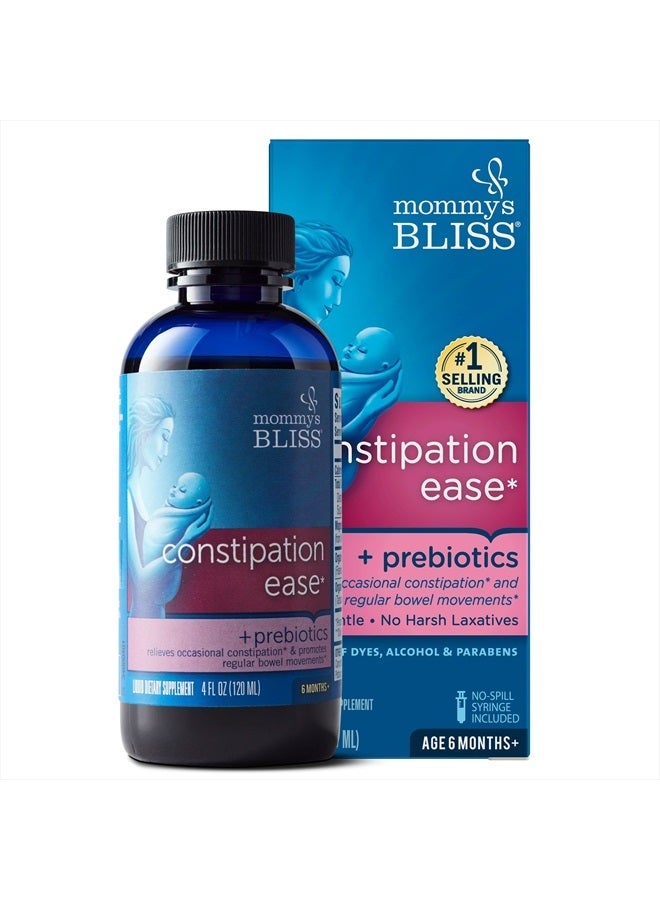 Constipation Ease + Prebiotics, Relieves Occasional Constipation, Gentle & Safe, No Harsh Laxatives, 4 Fl Oz Bottle (Pack of 1)